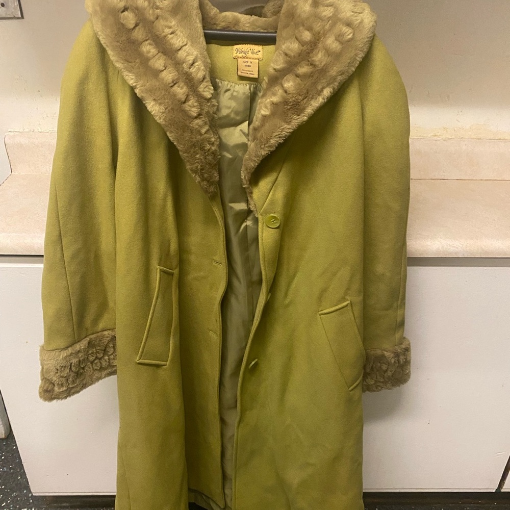 Midnight Velvet Olive Teddy Jacket with Faux Fur Trim